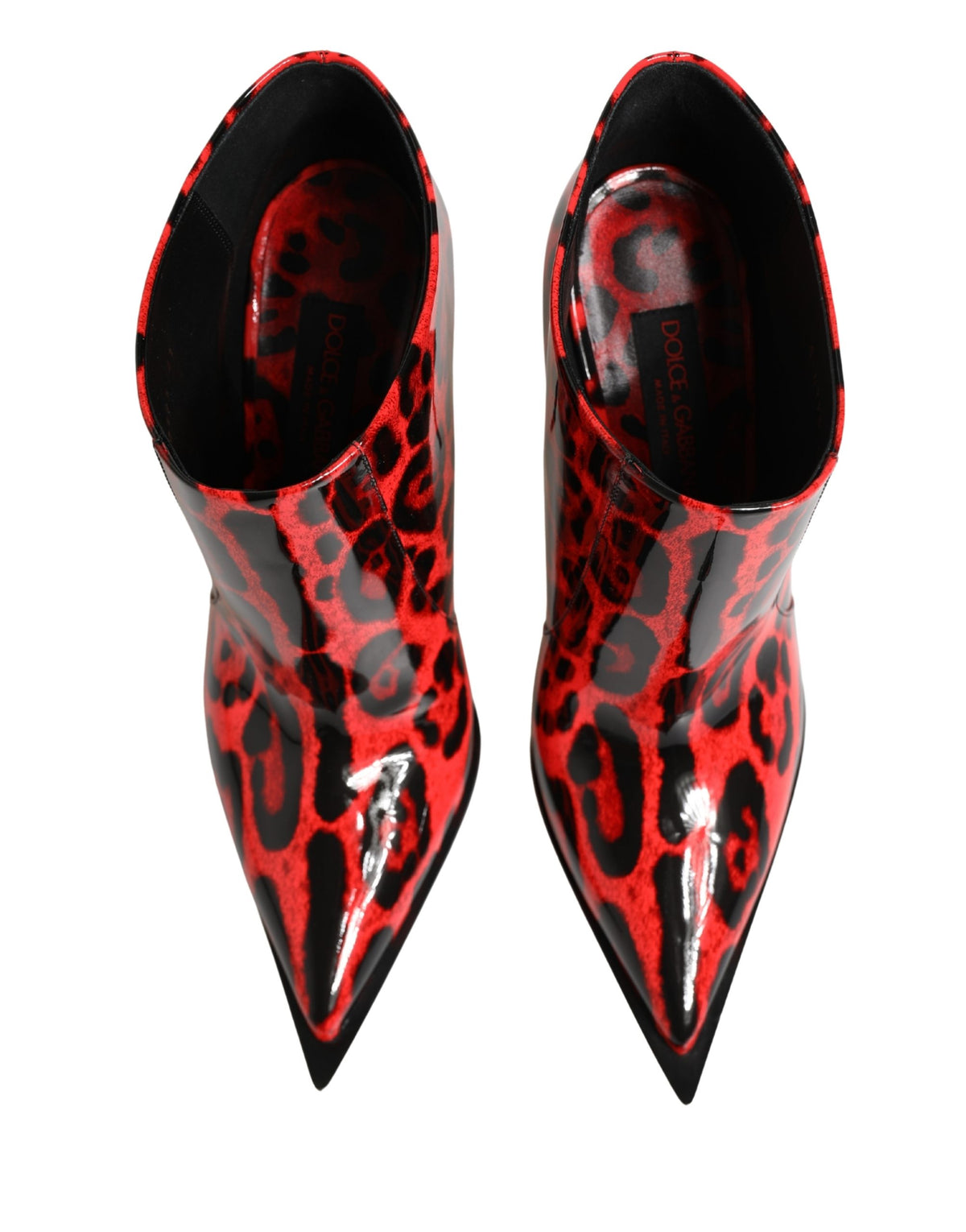 Dolce & Gabbana Rote Leo-Print Cardinale Stiefeletten