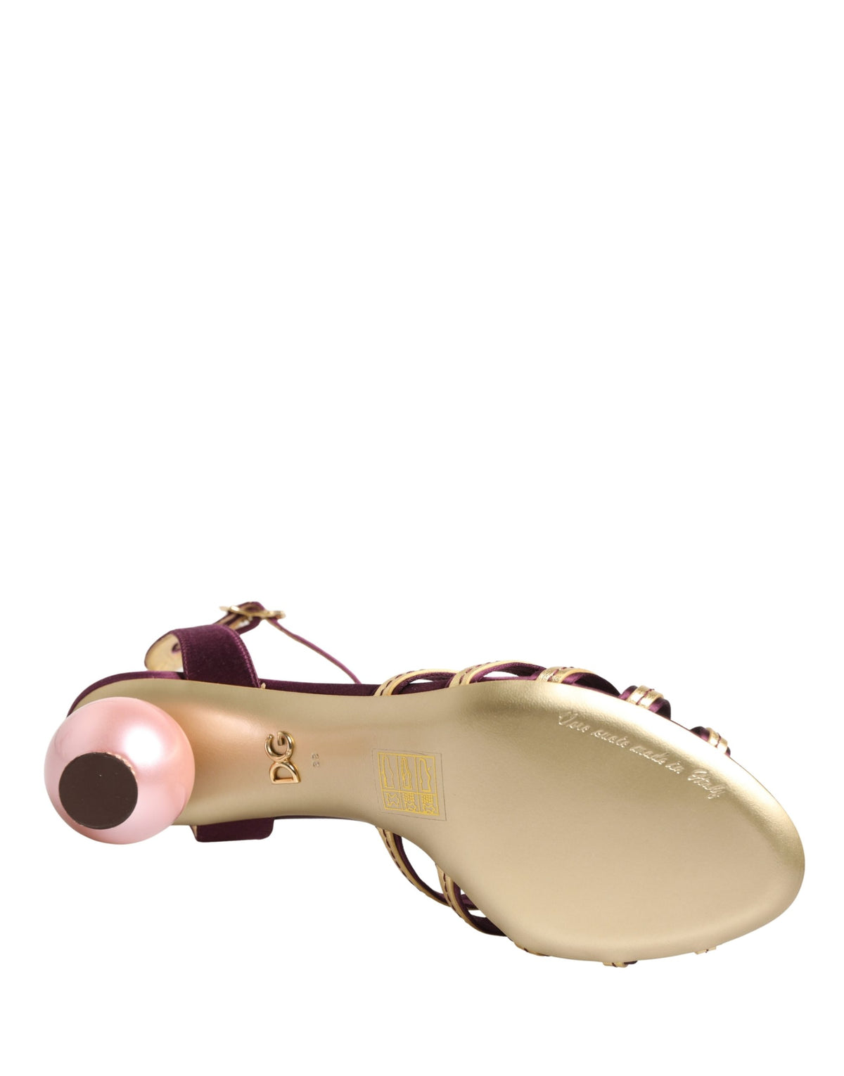 Dolce & Gabbana Purple Gold Keira Pearl Shoes Sandals