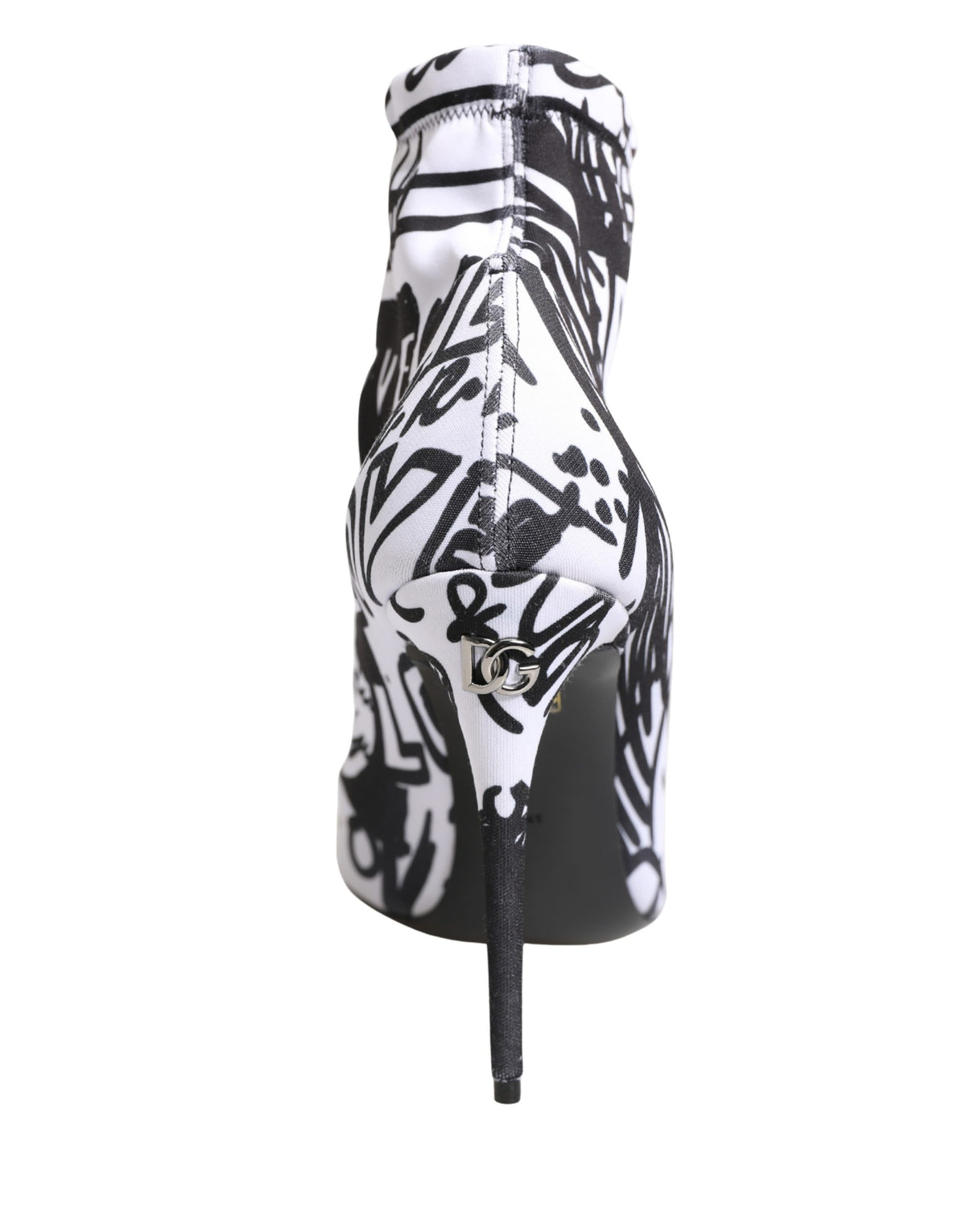 Dolce & Gabbana White Stretch Graffiti Print Ankle Boots