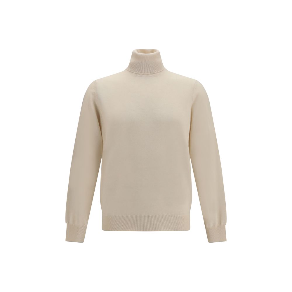 Brunello Cucinelli Beige Cashmere Roll-Neck Sweater