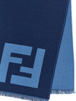 Fendi Blauer Schal aus reiner Schurwolle