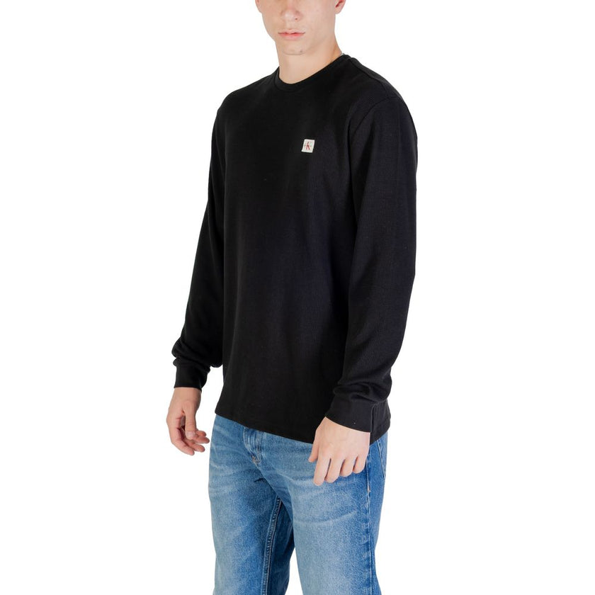 Calvin Klein Jeans Schwarzes Langarm-T-Shirt aus Baumwolle
