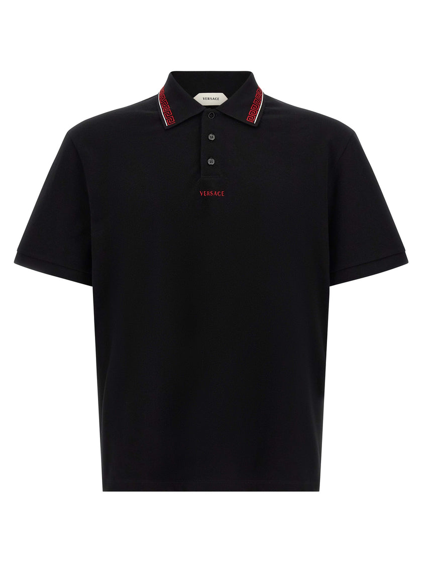 Versace Schwarzes Baumwoll-Poloshirt