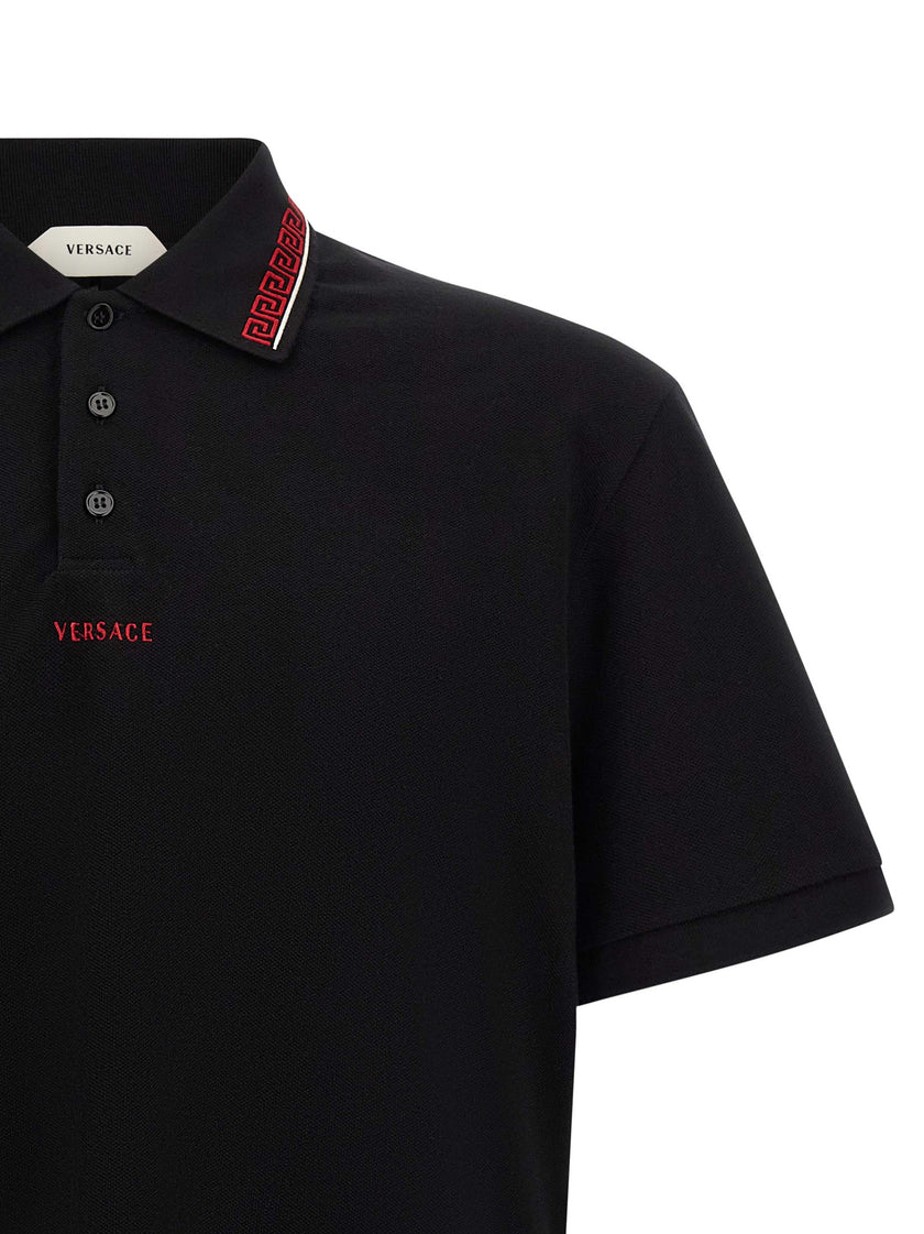 Versace Schwarzes Baumwoll-Poloshirt