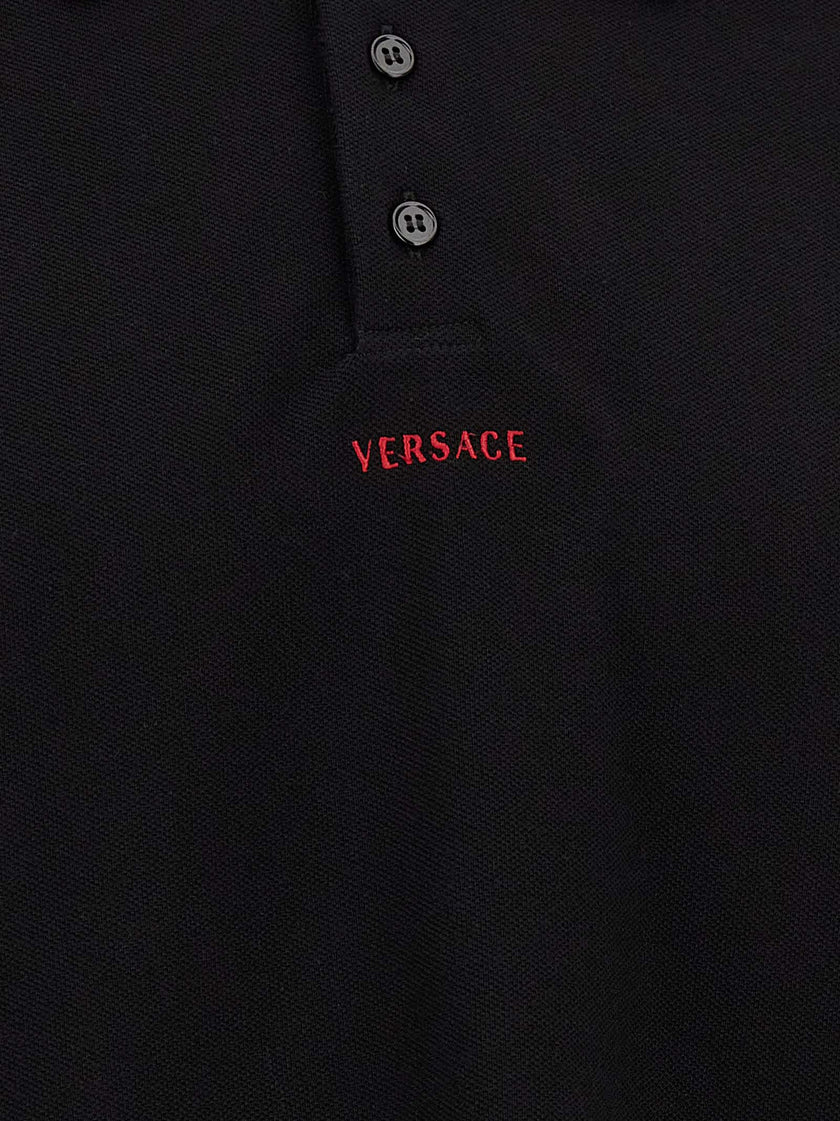 Versace Schwarzes Baumwoll-Poloshirt