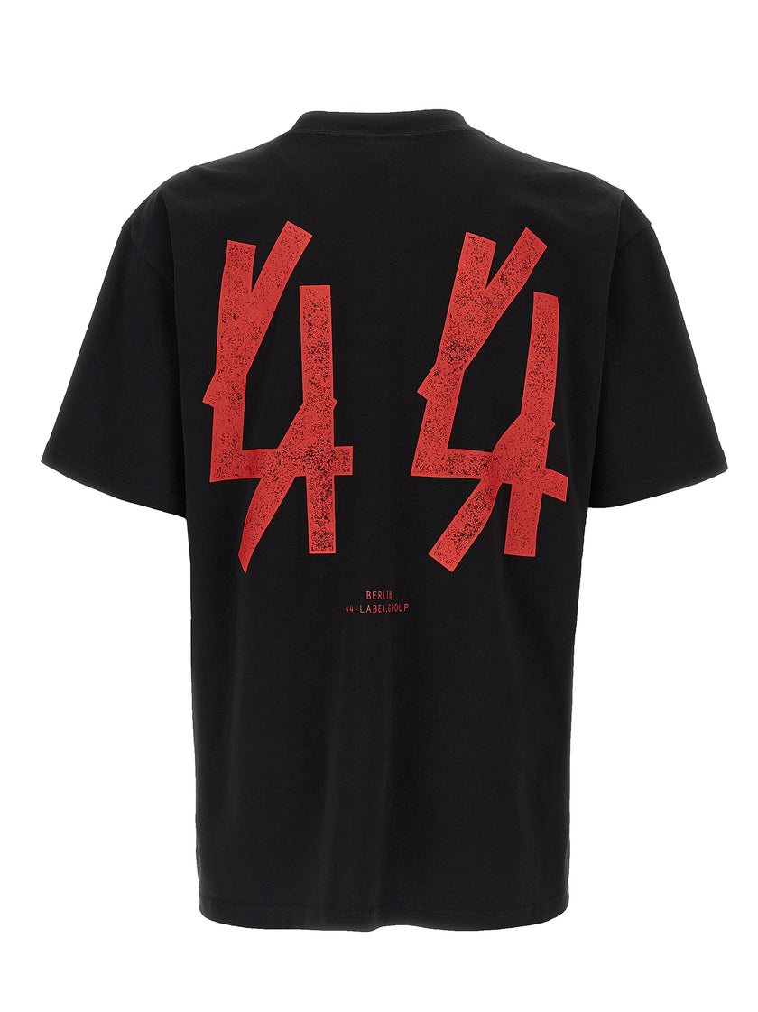 44 Label Group Schwarzes Baumwoll-T-Shirt