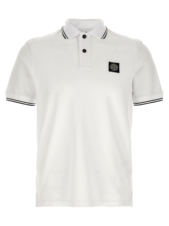 Stone Island Weißes Poloshirt aus Baumwolle