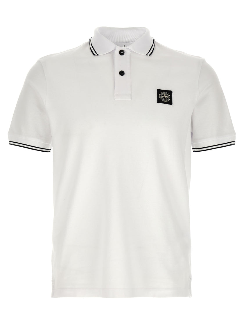 Stone Island Weißes Poloshirt aus Baumwolle