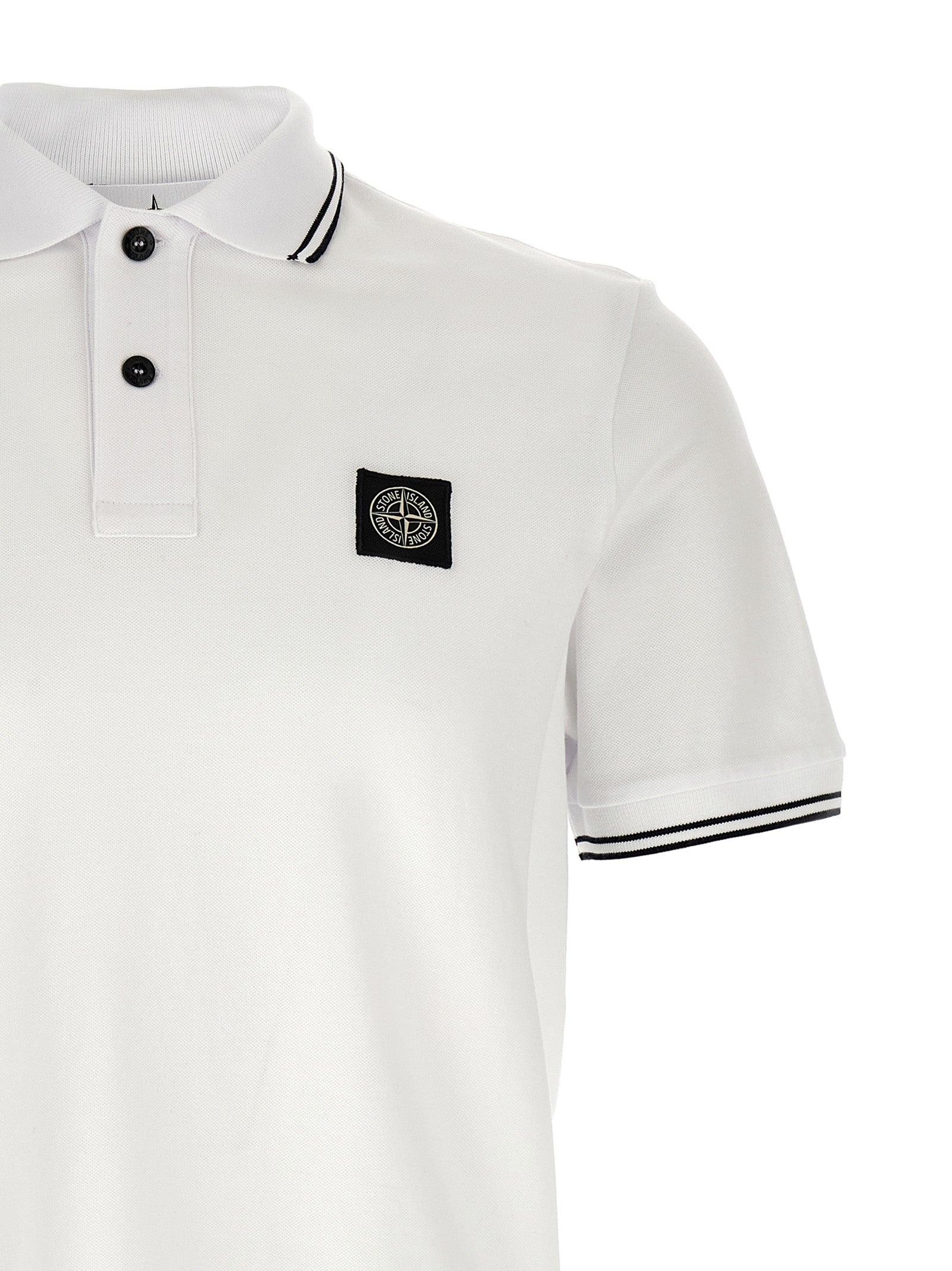 Stone Island Weißes Poloshirt aus Baumwolle