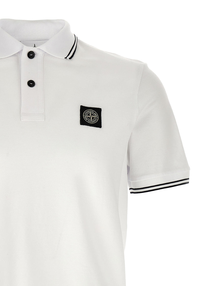 Stone Island Weißes Poloshirt aus Baumwolle