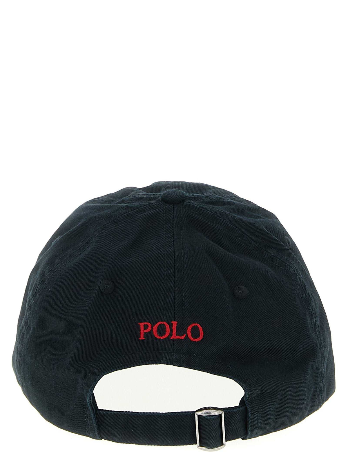 Schwarze Polo Ralph Lauren Baumwoll-Baseballkappe mit gesticktem Logo und verstellbarem Riemen