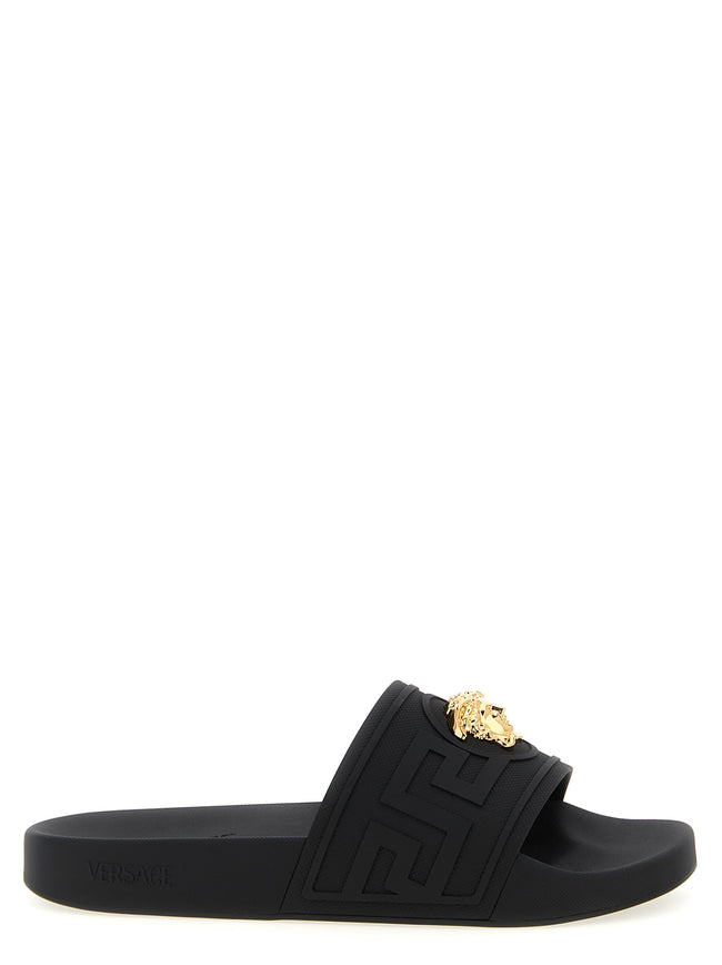 Versace Schwarze Glas-Slipper