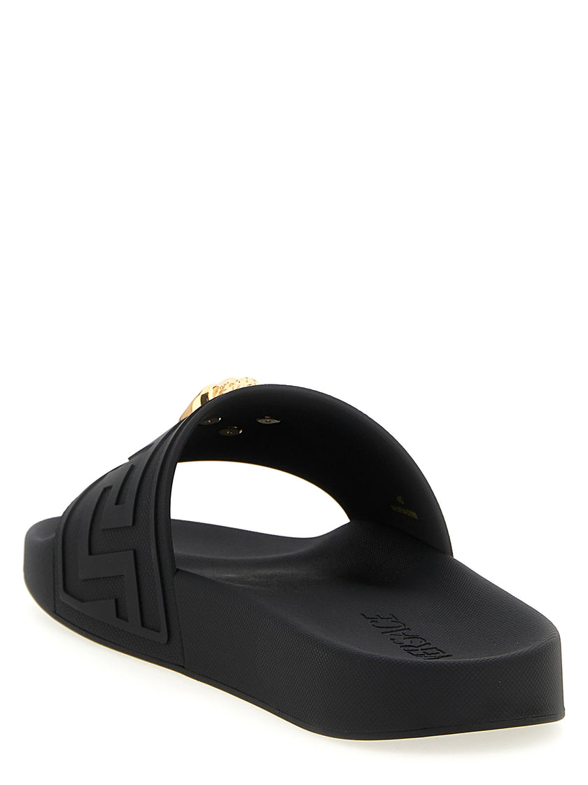 Versace Schwarze Glas-Slipper