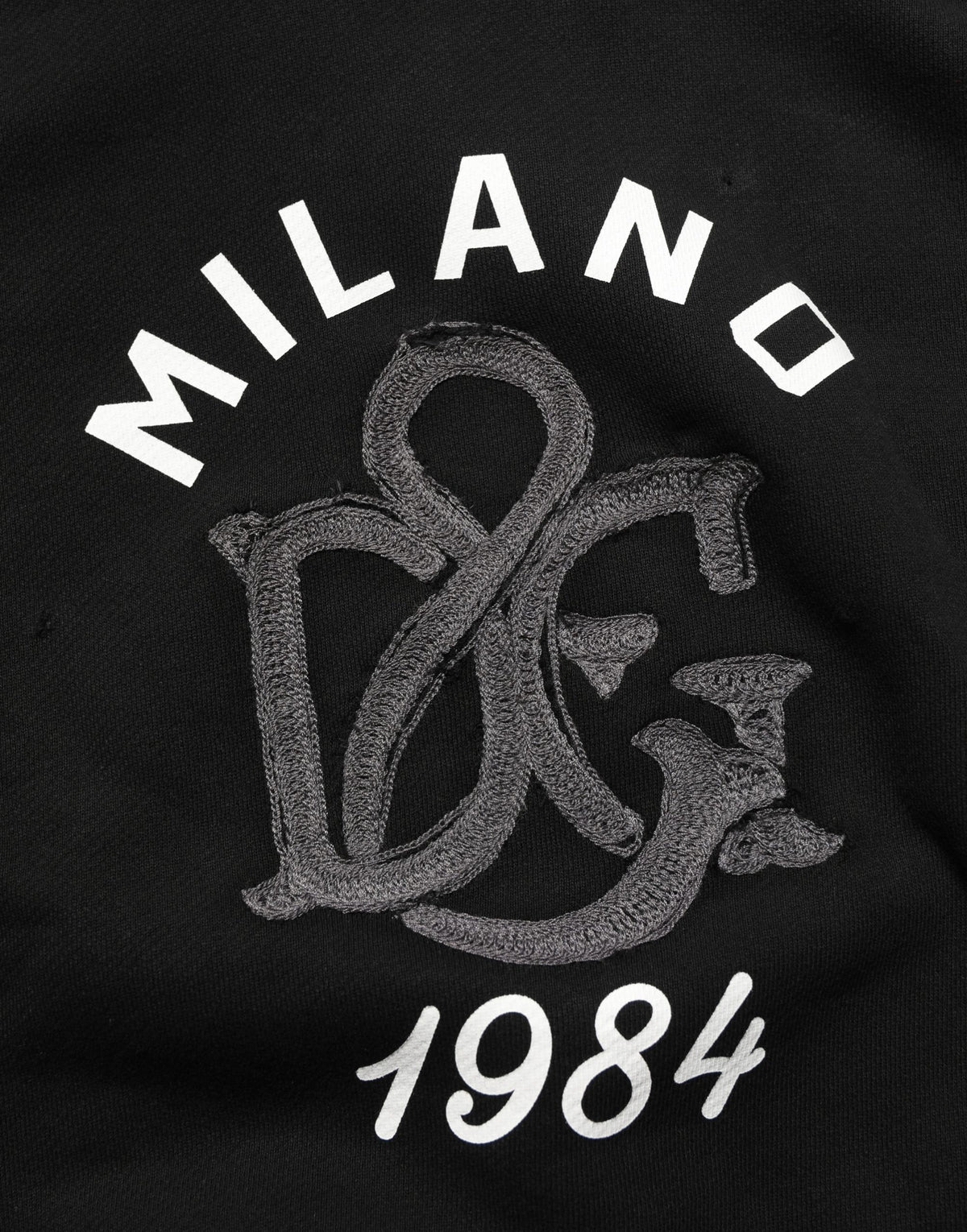 Dolce & Gabbana Schwarzer Kapuzenpullover aus Baumwolle mit Milano1984 Print