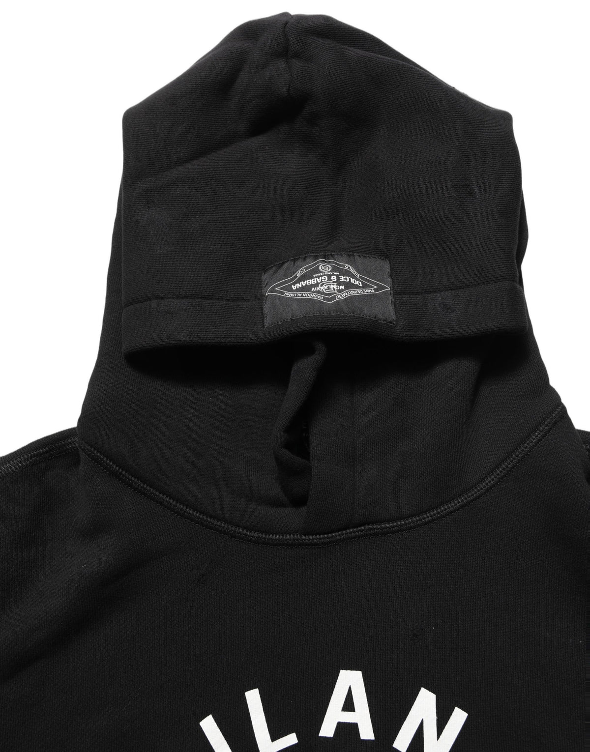 Dolce & Gabbana Schwarzer Kapuzenpullover aus Baumwolle mit Milano1984 Print