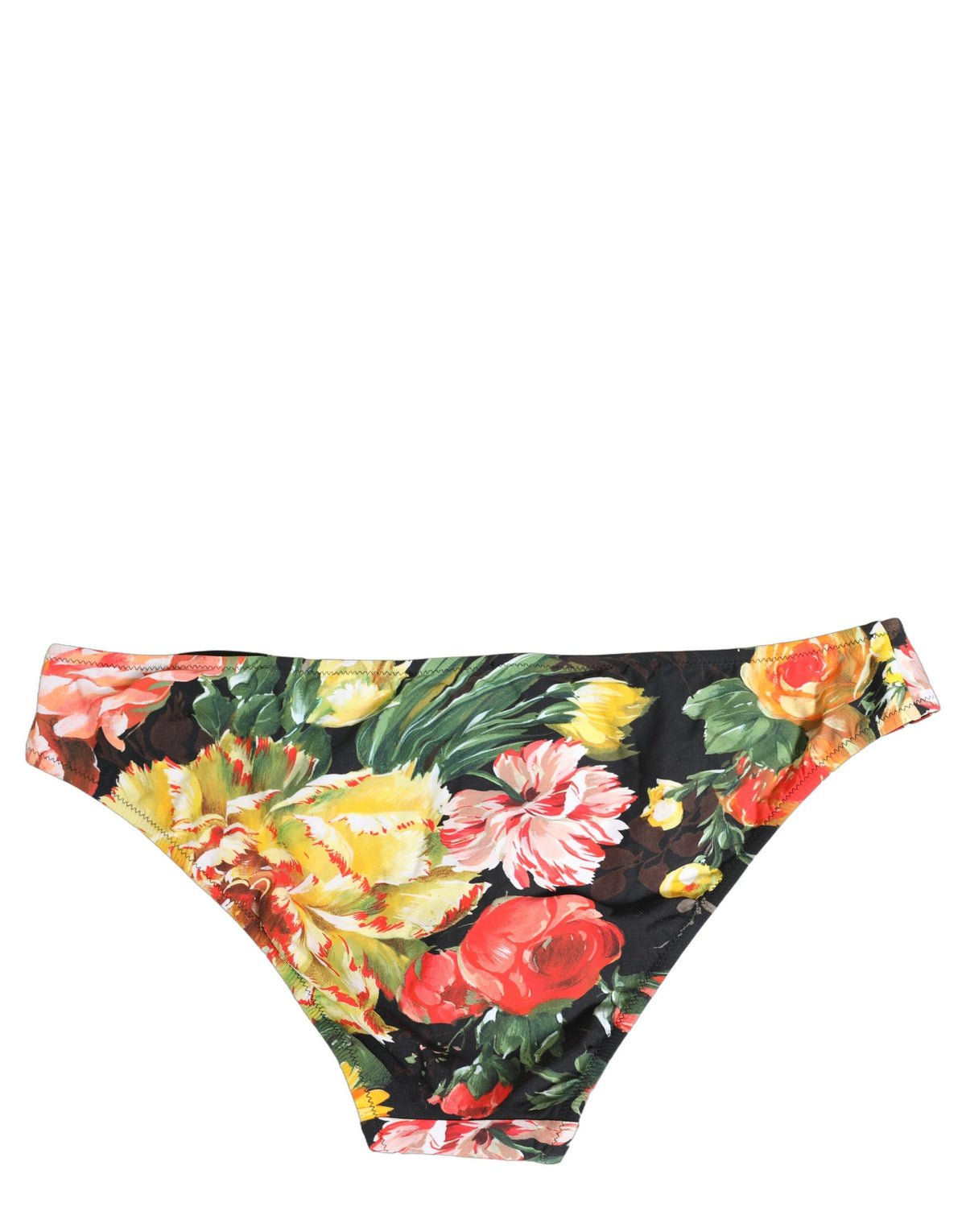 Dolce & Gabbana Bikinihose mit schwarzem Blumenprint aus Nylon