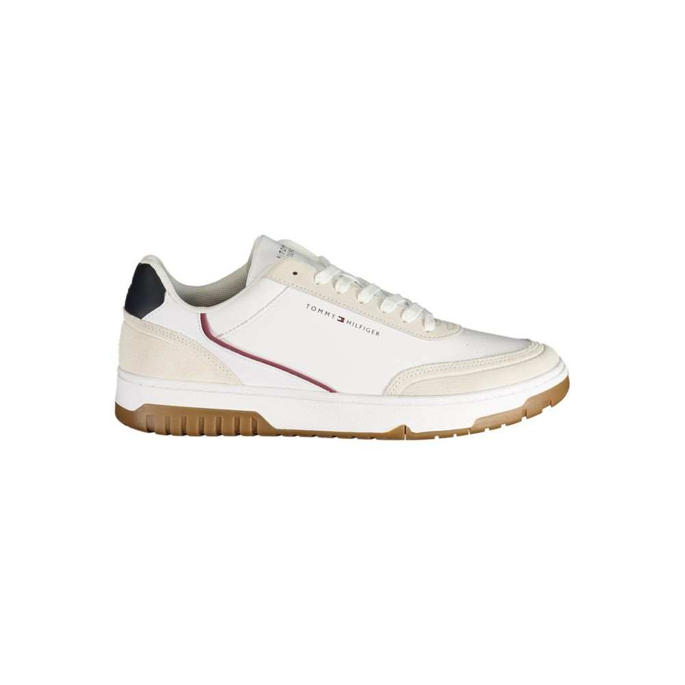 Tommy Hilfiger Herren-Sneaker weißer Sportschuh mit blauen und roten Akzenten und herausnehmbarer Innensohle