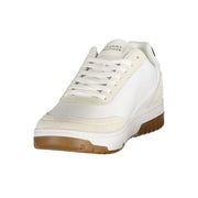 Weißer Tommy Hilfiger Herren-Sneaker mit blauen und roten Kontrastdetails aus Polyurethan