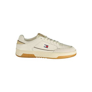 Tommy Hilfiger Herren-Sneaker weiße Schnürschuhe mit beigen Details und Logo