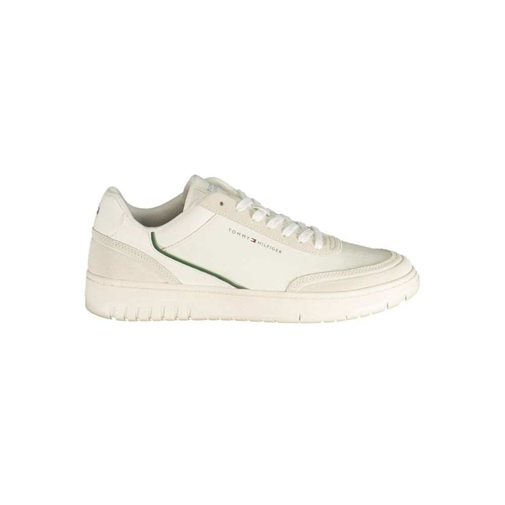 Tommy Hilfiger Herren-Sneaker aus weißem Polyurethan mit grünen Details