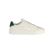 Weißer Tommy Hilfiger Herren-Sneaker mit grünen Details und herausnehmbarem Fußbett