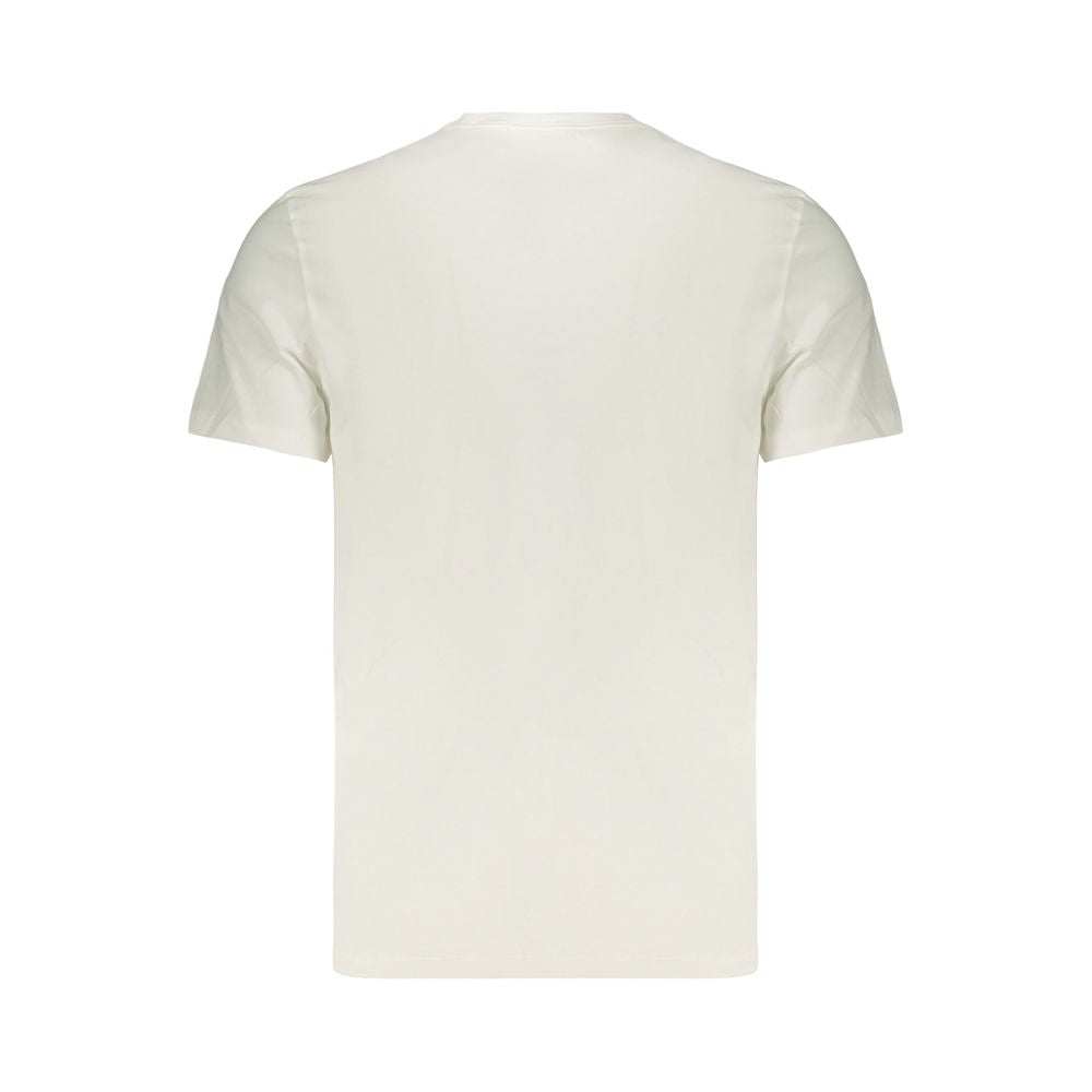 Calvin Klein weißes Herren-T-Shirt aus 100% Baumwolle mit Rundhalsausschnitt und Logo-Print