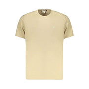 Calvin Klein beige Baumwoll-T-Shirt für Herren mit Rundhalsausschnitt und gesticktem Logo