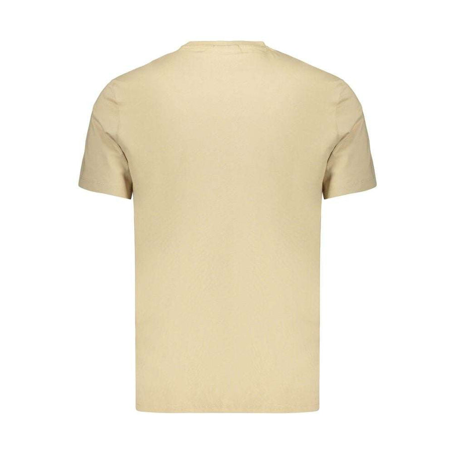 Calvin Klein beige Baumwoll-T-Shirt für Herren mit klassischem Schnitt und gesticktem Logo
