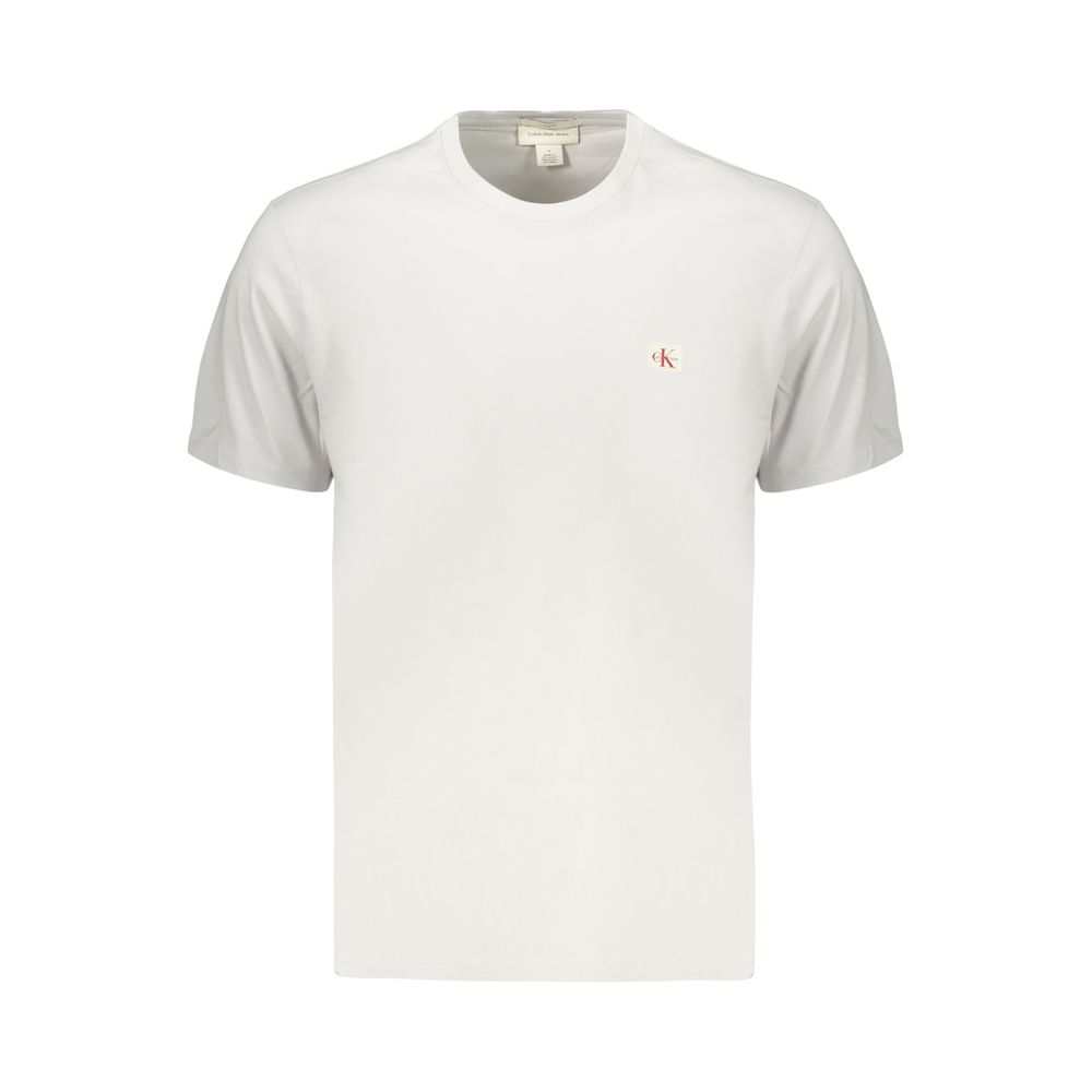 Calvin Klein graues Baumwoll-T-Shirt für Herren mit auffälligem Applikationslogo und Rundhalsausschnitt