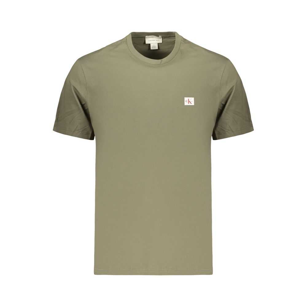 Grünes Calvin Klein T-Shirt aus Baumwolle für Herren mit Logo und Rundhalsausschnitt
