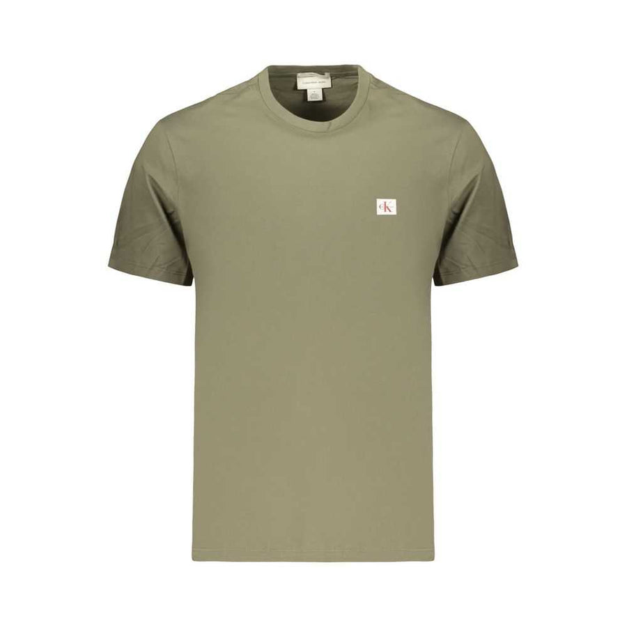 Grünes Calvin Klein T-Shirt aus Baumwolle für Herren mit Logo und Rundhalsausschnitt