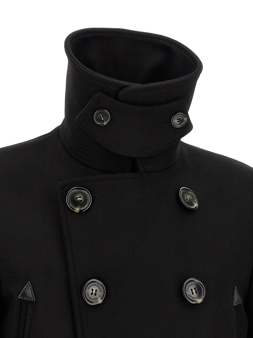 Dsquared² Schwarzer Wollmantel