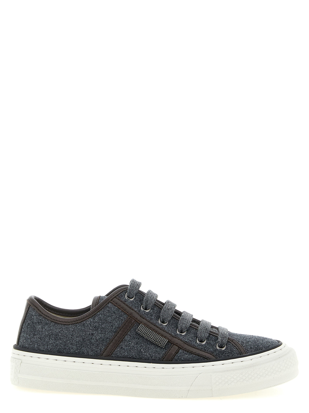 Brunello Cucinelli Graue Low-Top-Sneaker aus reiner Schurwolle