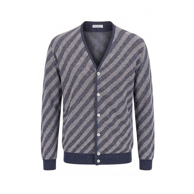 Malo Blauer Herren Cardigan aus Leinen
