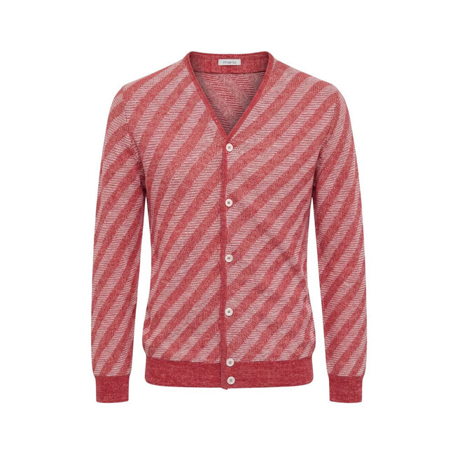 Malo Roter Herren-Strickcardigan aus Leinen