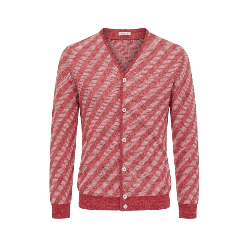 Malo Roter Herren-Strickcardigan aus Leinen