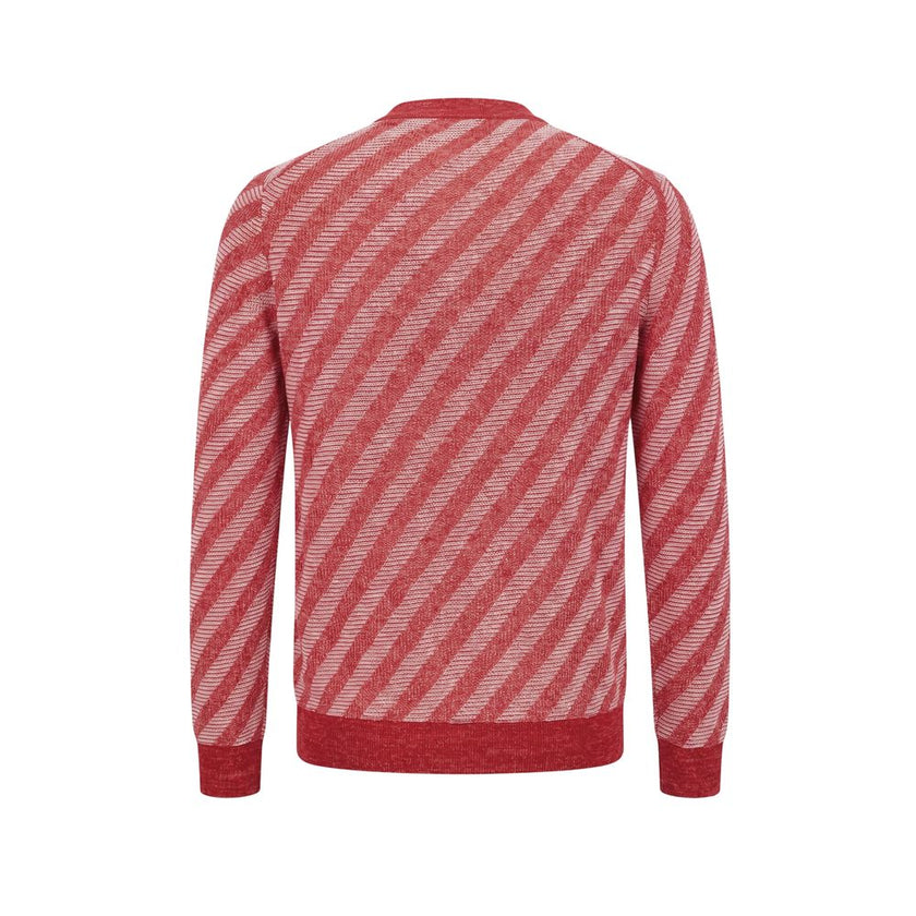 Malo Roter Herren-Strickcardigan aus Leinen