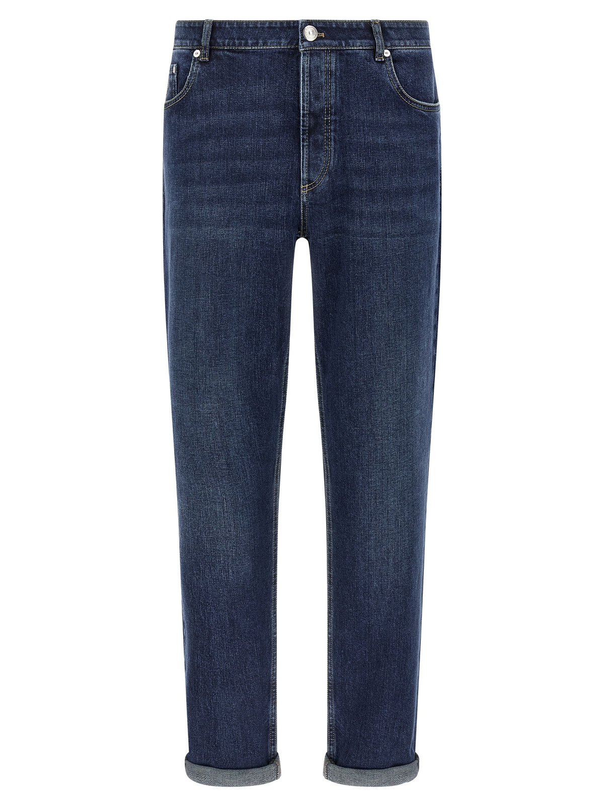 Brunello Cucinelli Blue Cotton Straight-Leg Jeans