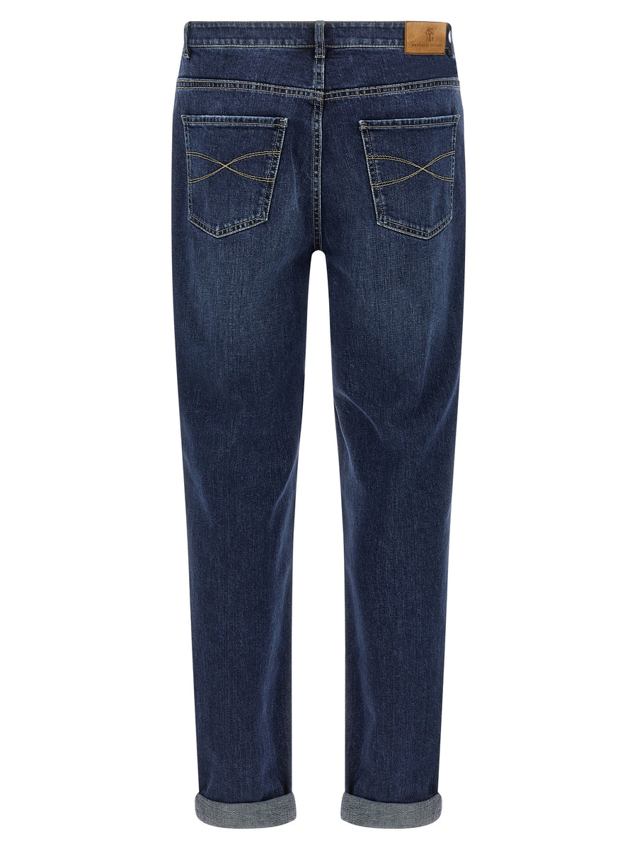 Brunello Cucinelli Blaue Jeans aus Baumwolle im geraden Schnitt