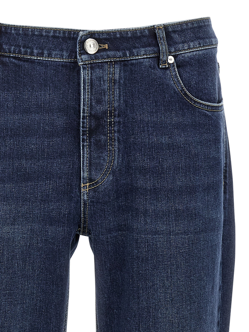 Brunello Cucinelli Blaue Jeans aus Baumwolle im geraden Schnitt