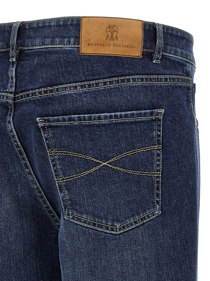 Brunello Cucinelli Blaue Jeans aus Baumwolle im geraden Schnitt