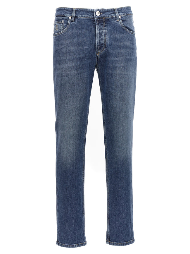 Brunello Cucinelli Slim Fit Jeans aus blauer Baumwolle