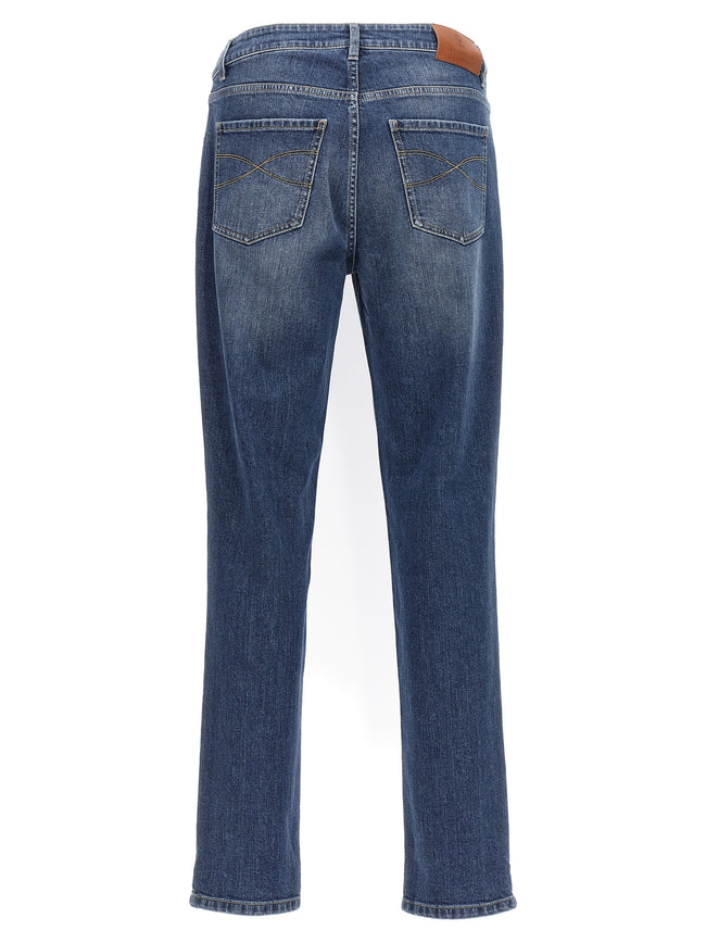 Brunello Cucinelli Slim Fit Jeans aus blauer Baumwolle