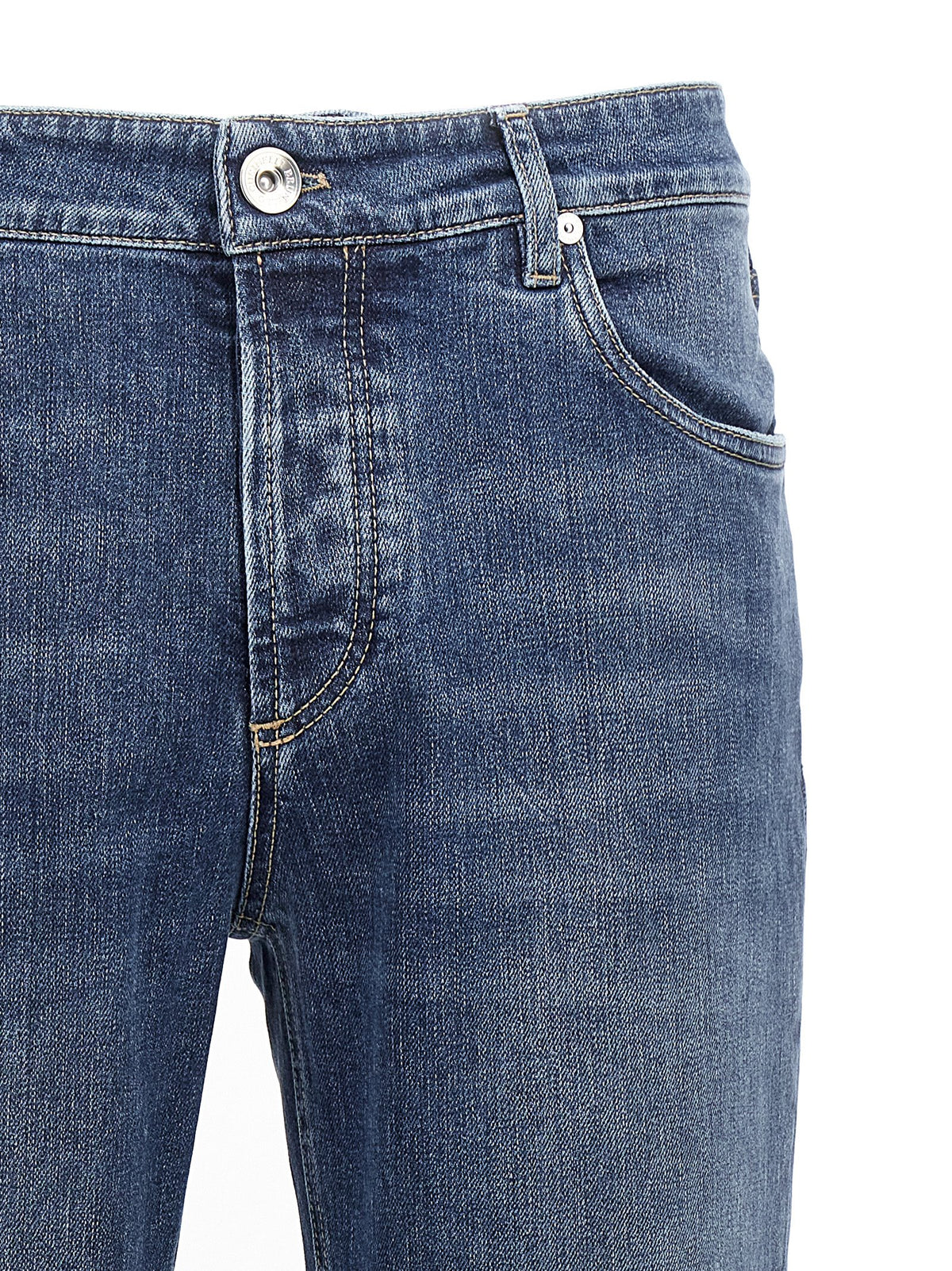 Brunello Cucinelli Blue Cotton Slim-Fit Jeans