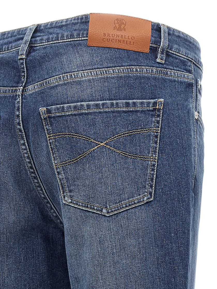 Brunello Cucinelli Blaue Baumwoll-Jeans im Slim Fit