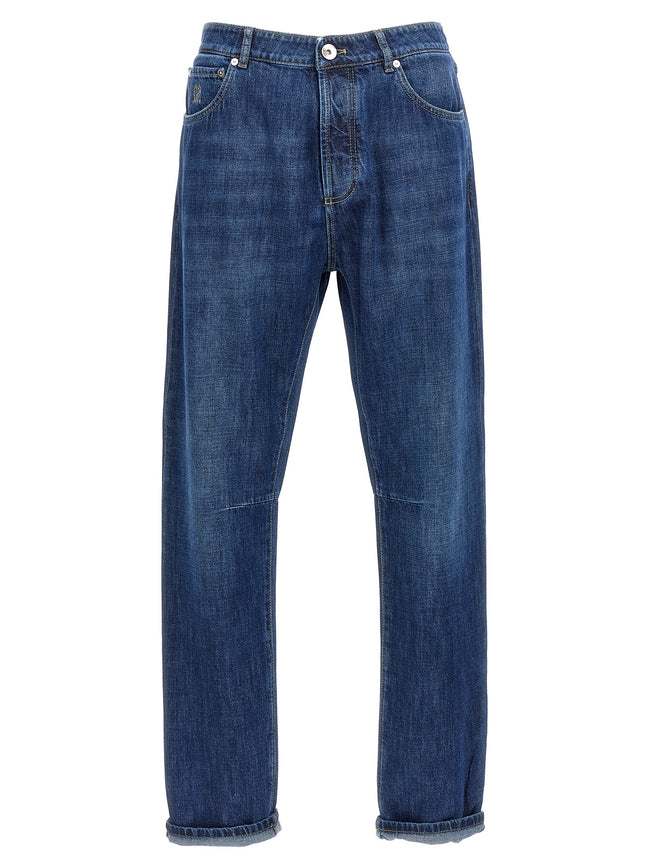 Brunello Cucinelli Relaxed Fit Jeans aus blauer Baumwolle
