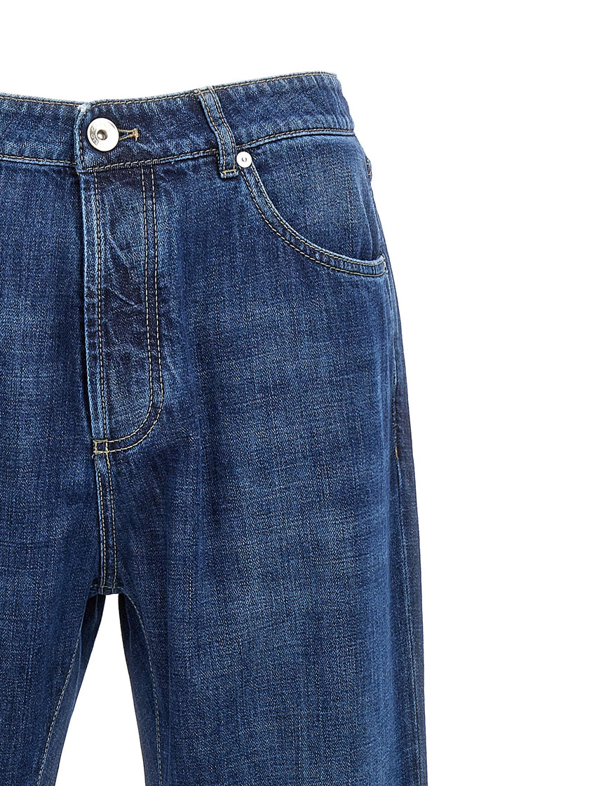Brunello Cucinelli Blaue Baumwolljeans im Relaxed Fit