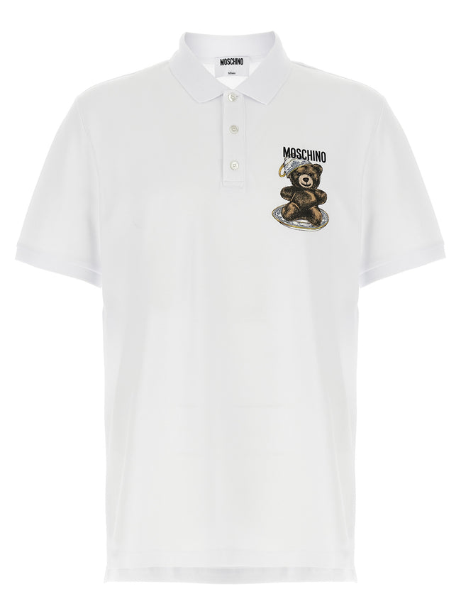 Moschino Weißes Poloshirt aus Baumwolle