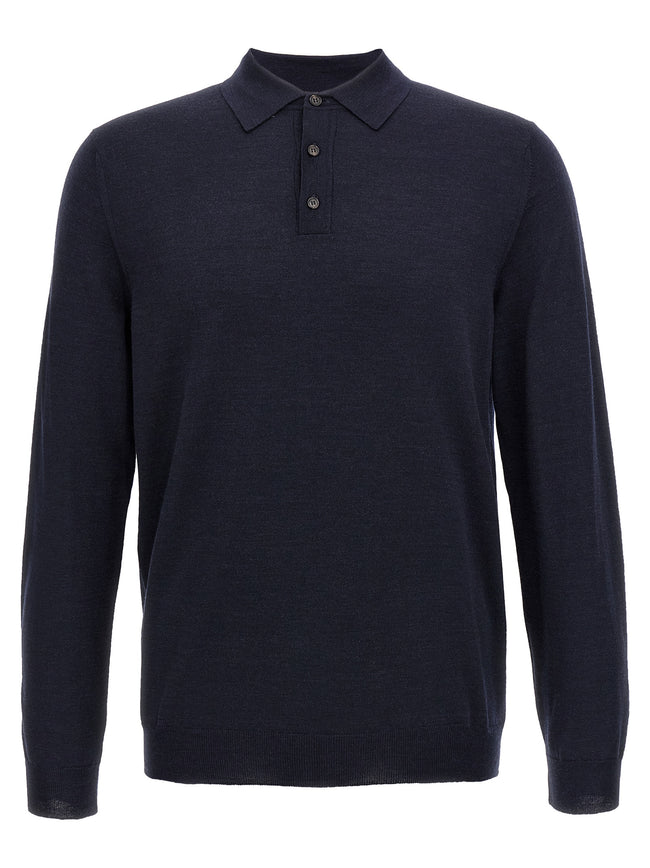ZANONE Blaues Poloshirt aus reiner Schurwolle