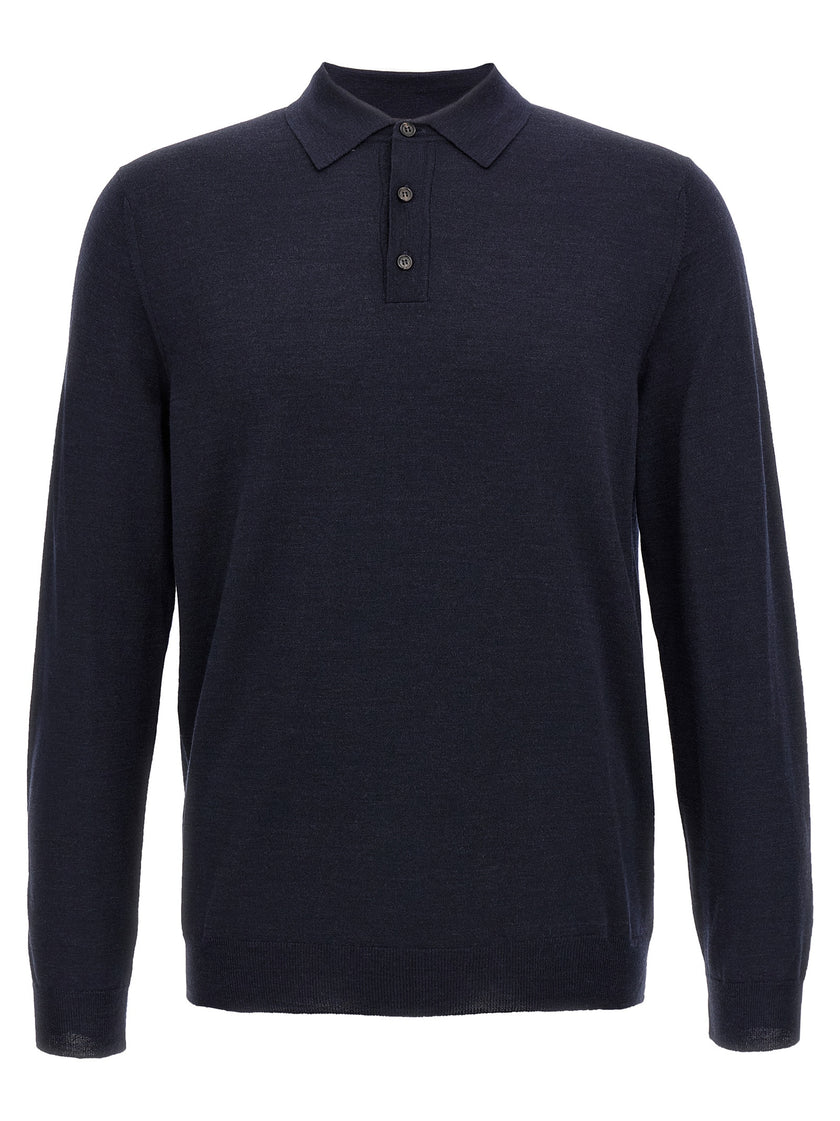 ZANONE Blaues Poloshirt aus reiner Schurwolle